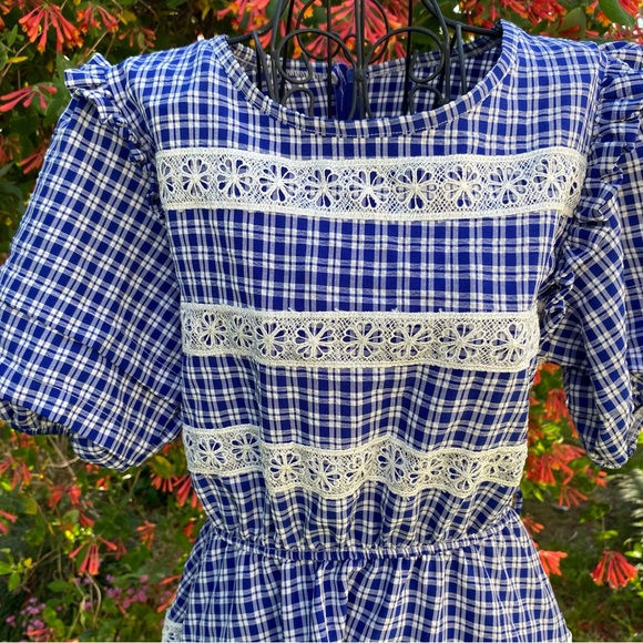 Cottagecore Plaid Prairie Country Vintage Dress - Picture 4 of 16
